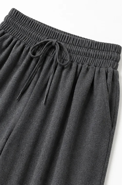 Women's Turtleneck Pants Set with Wide-Leg Trousers & Relaxed Drape - Waistband Drawstring Detail