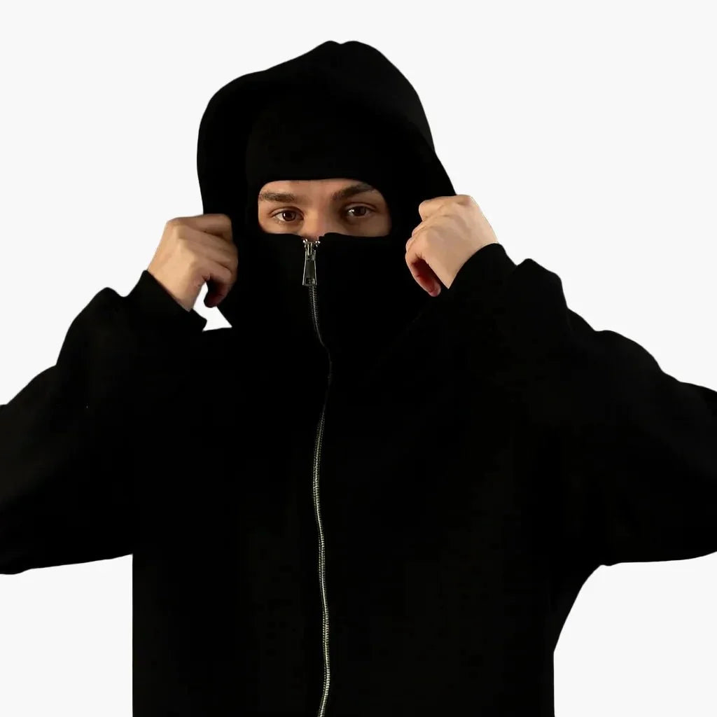 Unisex Hoodie with Integrated Balaclava Hood & Full-Zip Front