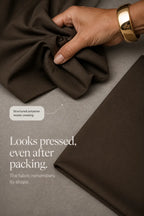 Women's Wide Leg Trousers with High-Waisted Button Tab Detail - Fabric Close Up