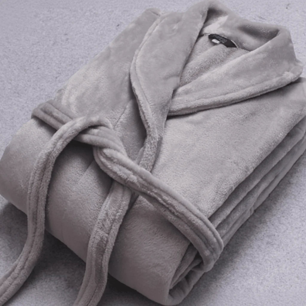 Women's Coral Fleece Bathrobe with Belted Waist & Side Pockets