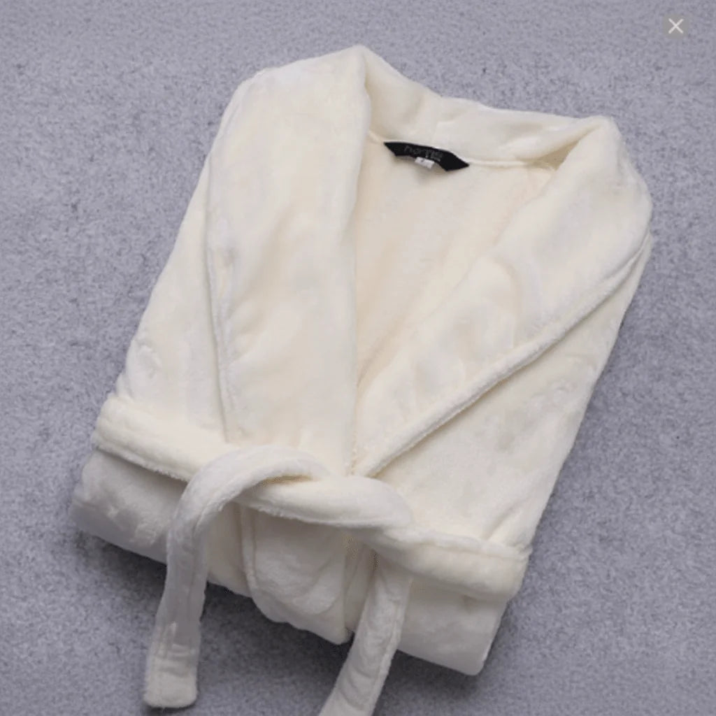 Women's Coral Fleece Bathrobe with Belted Waist & Side Pockets